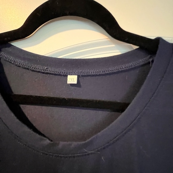 Navy Blue Women's Top with Button Detail - Picture 5 of 9